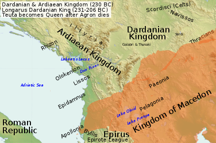 Illyrie, carte à l'époque de la reine Teuta